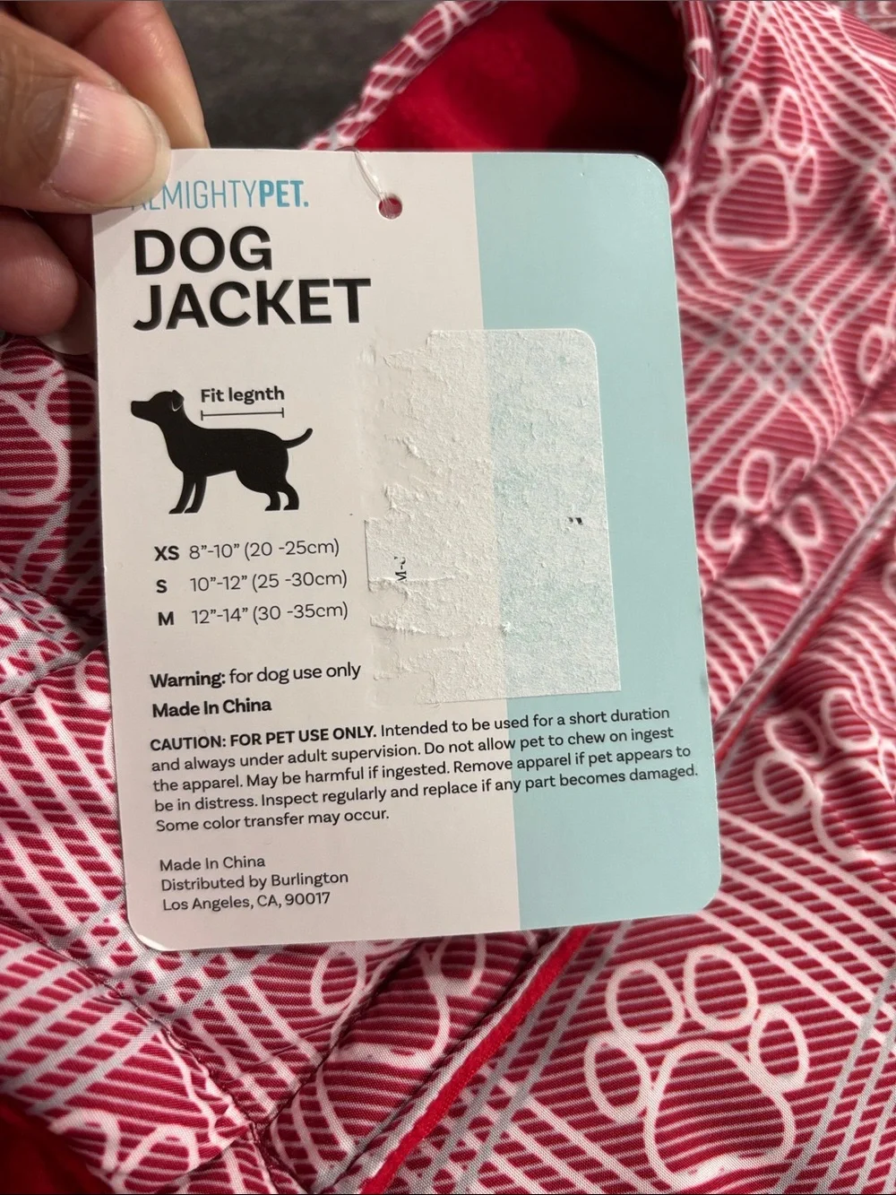 Almighty pet Red Paw-Print Fleece Lined Dog Jacket with Hood